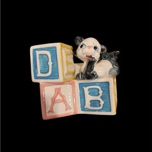 Vintage Baby Alphabet Block Planter Japan Panda Bear Dog
 Figurine